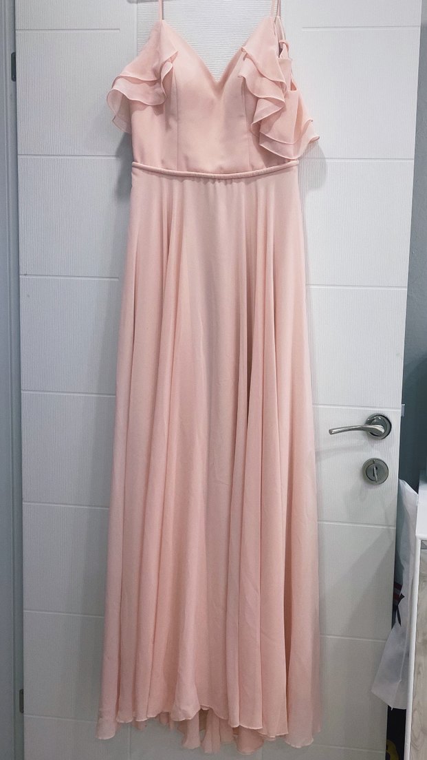 Pudra Pembe Drapeli Uzun Abiye Elbise - Görsel 2