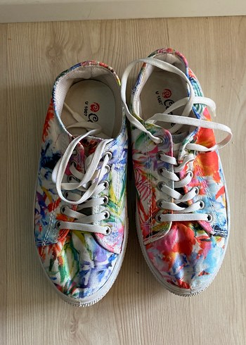 Renkli Bağcıklı Kadın Spor Ayakkabı - Görsel 4