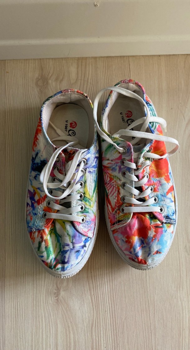 Renkli Bağcıklı Kadın Spor Ayakkabı - Görsel 4