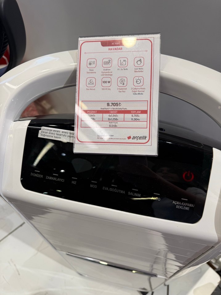 Arçelik AC 7030 su tanklı hava soğutucu - Görsel 5