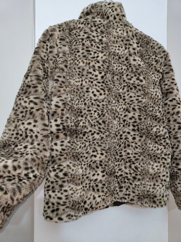 Leopar Desenli Kadın Suni Kürk Ceket - Görsel 4