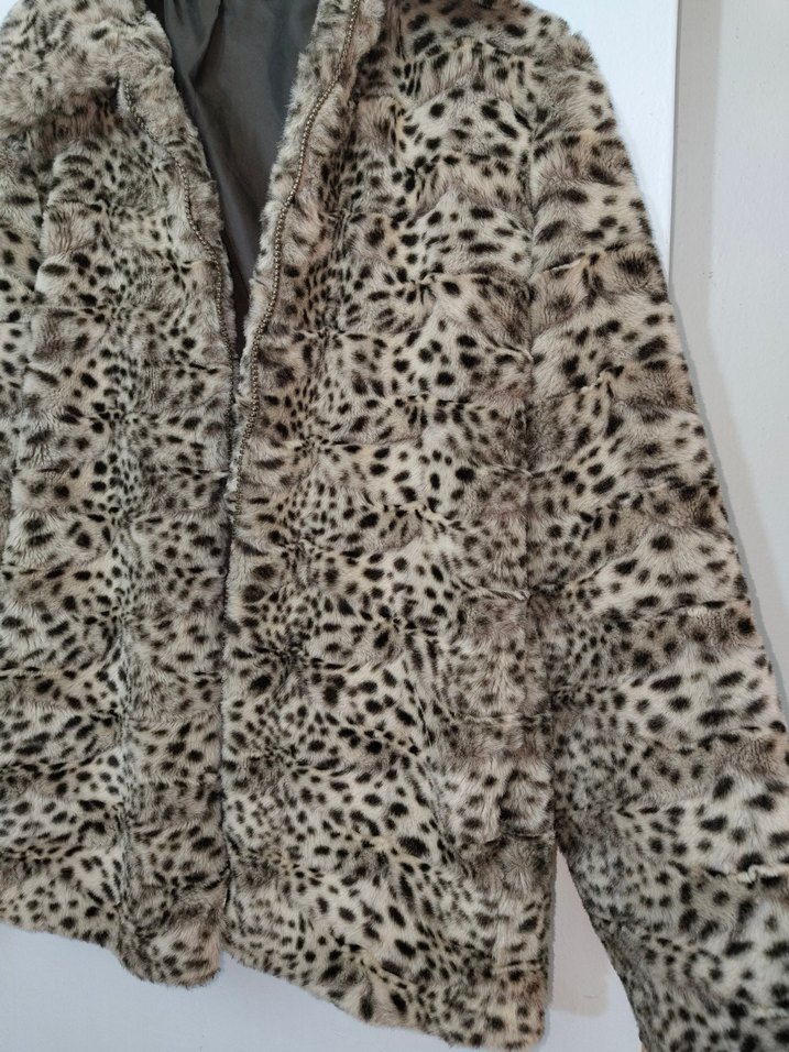 Leopar Desenli Kadın Suni Kürk Ceket - Görsel 2