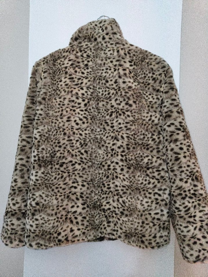 Leopar Desenli Kadın Suni Kürk Ceket - Görsel 5