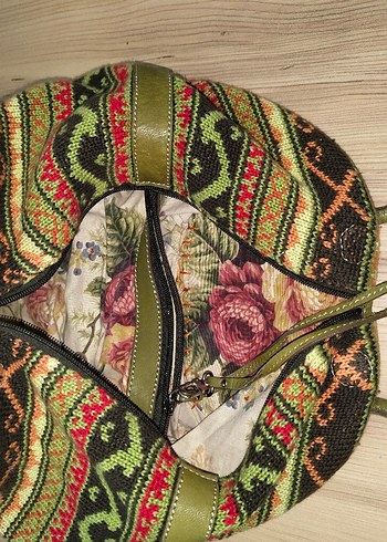 Etnik Desenli Örgü Bohem Kadın Çanta - Görsel 5