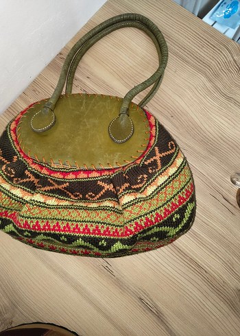 Etnik Desenli Örgü Bohem Kadın Çanta - Görsel 2