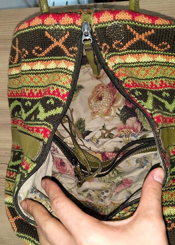 Etnik Desenli Örgü Bohem Kadın Çanta - Görsel 6