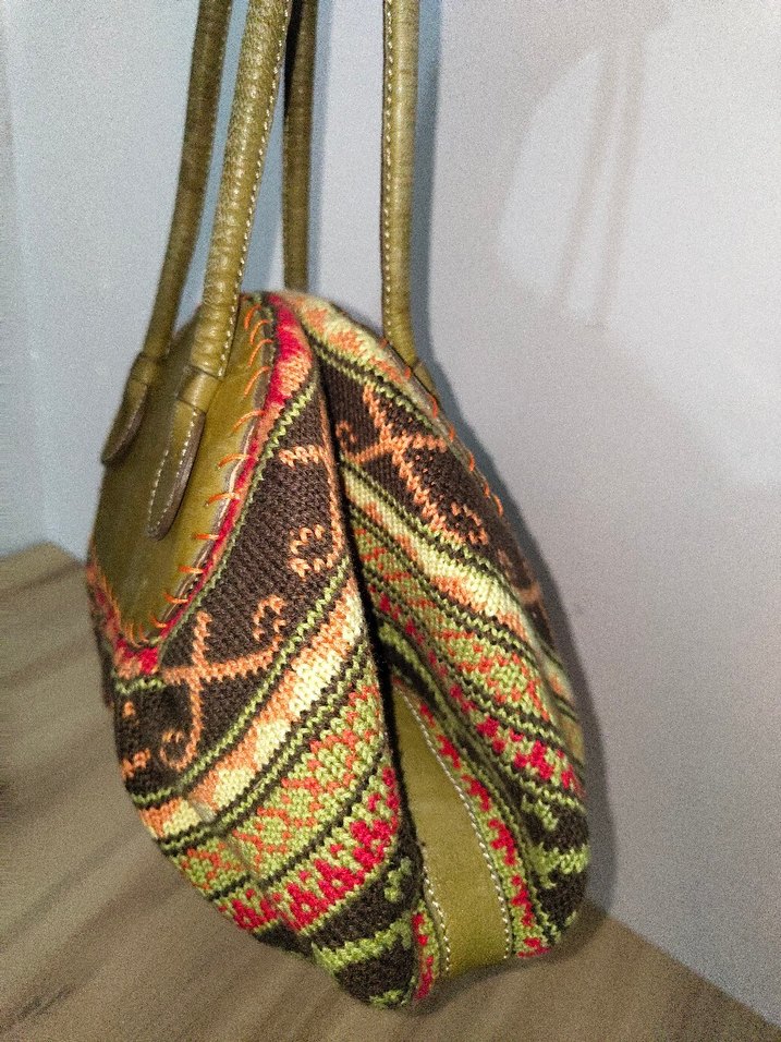 Etnik Desenli Örgü Bohem Kadın Çanta - Görsel 3