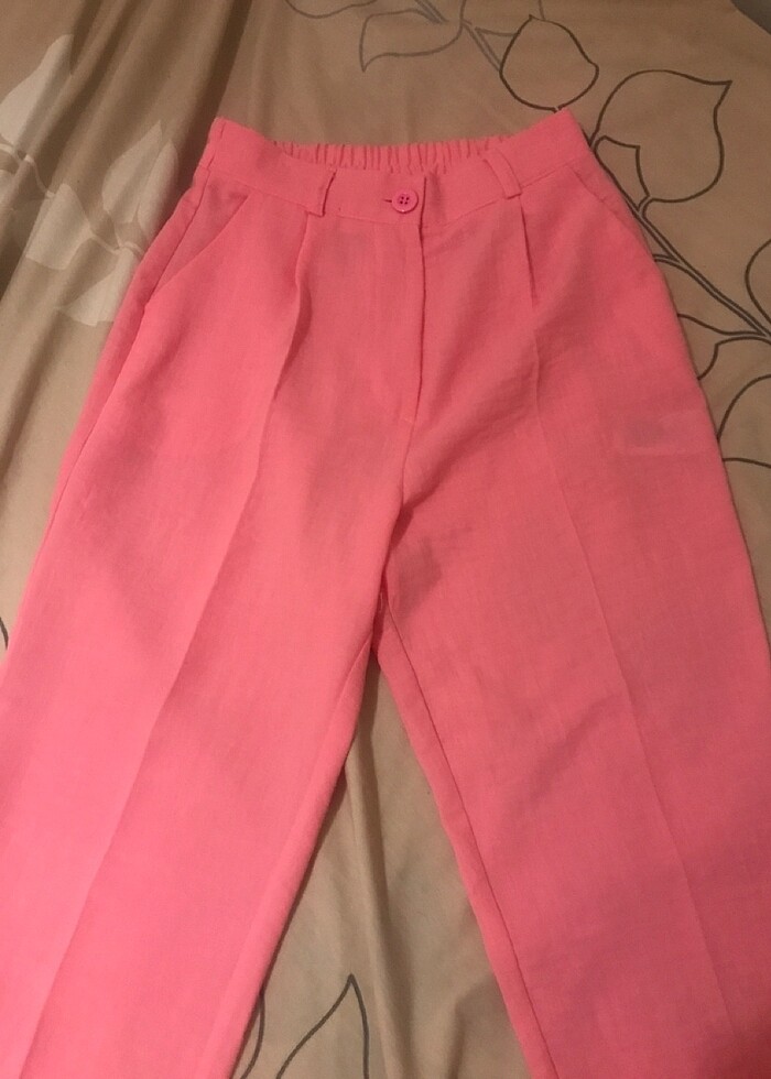 Pembe kumaş pantolon - Görsel 4