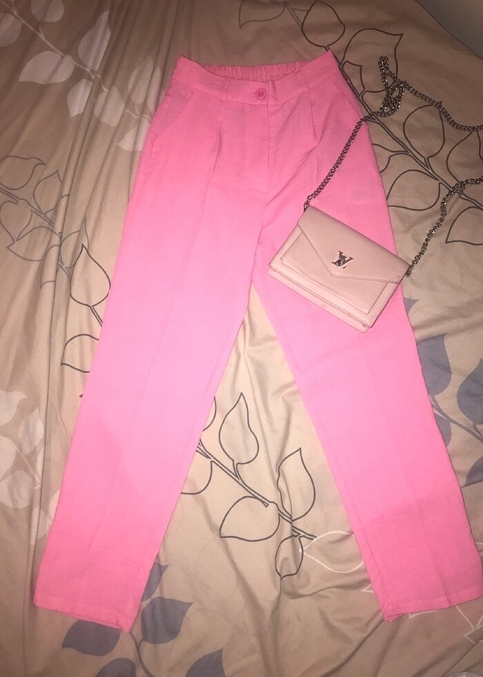 Pembe kumaş pantolon - Görsel 3