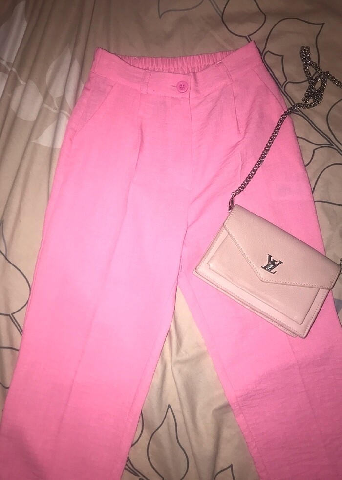 Pembe kumaş pantolon - Görsel 2