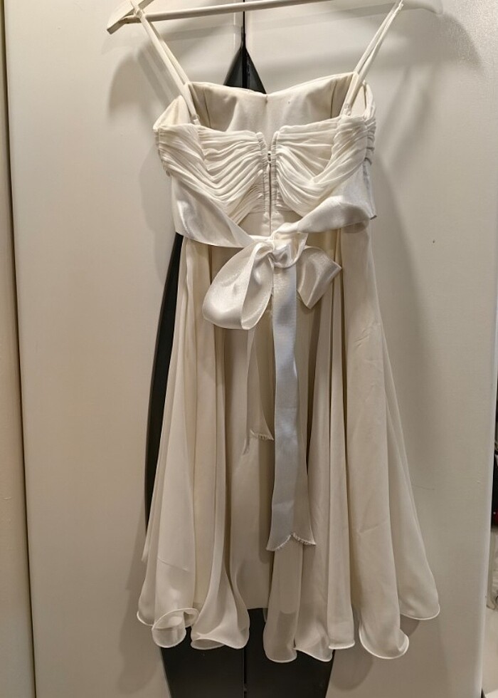 Bej kısa abiye elbise - Görsel 3