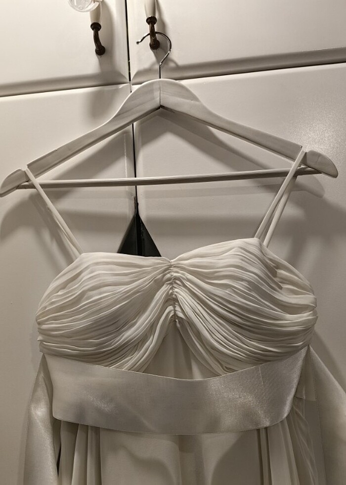 Bej kısa abiye elbise - Görsel 4