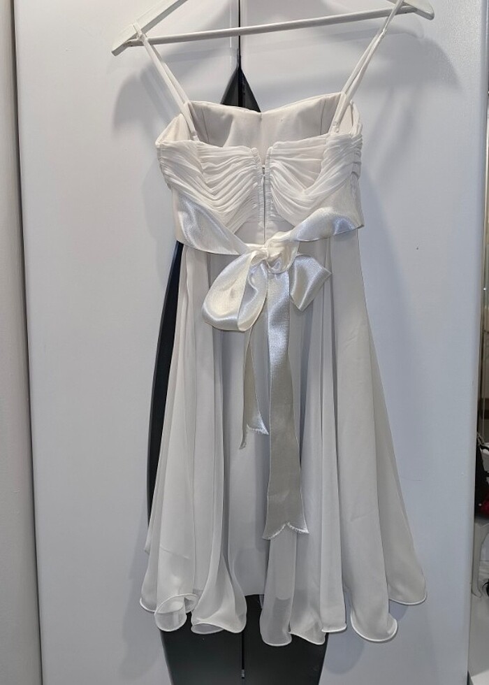 Bej kısa abiye elbise - Görsel 5