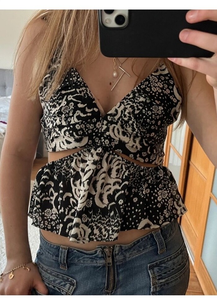 Zara bel dekolteli bluz - Görsel 2