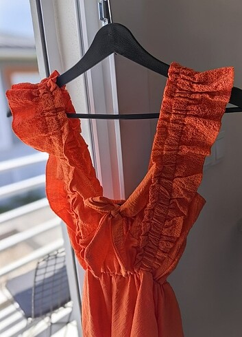 Turuncu fisto elbise  - Görsel 5