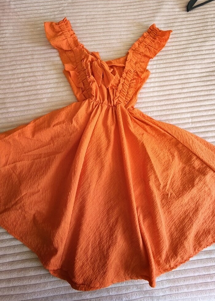 Turuncu fisto elbise  - Görsel 4