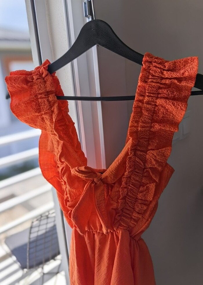 Turuncu fisto elbise  - Görsel 5