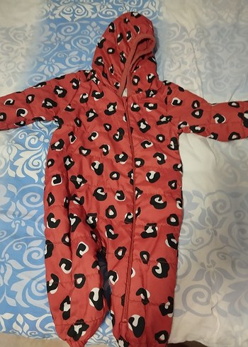 Kız Bebek Leopar Desenli Kırmızı Tulum