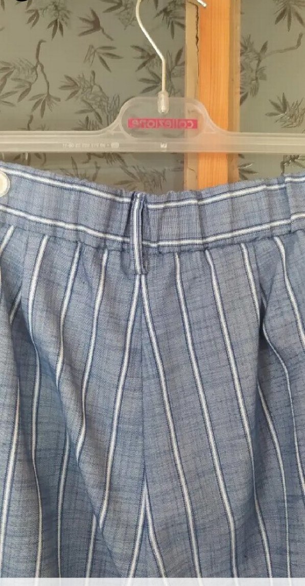 Çizgili Mavi Kadın Denim Pantolon - Görsel 4