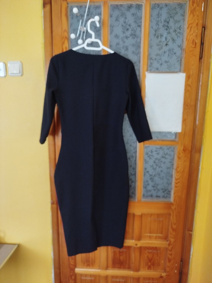 Renk Bloklu Uzun Kalem Elbise - Görsel 2