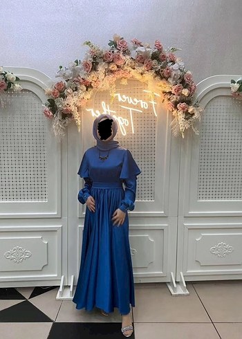 Uzun, Mavi, Saten Düğünlük Abiye