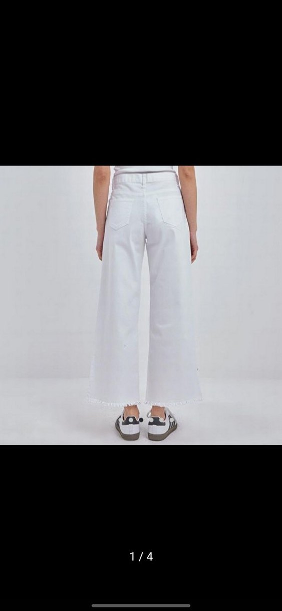 Beyaz Midi Kadın Kot Pantolon - Görsel 3