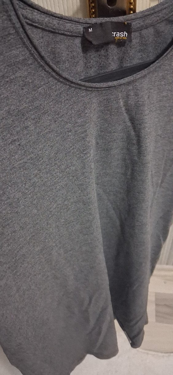 Gri Erkek Kısa Kollu Salaş Tişört - Görsel 2