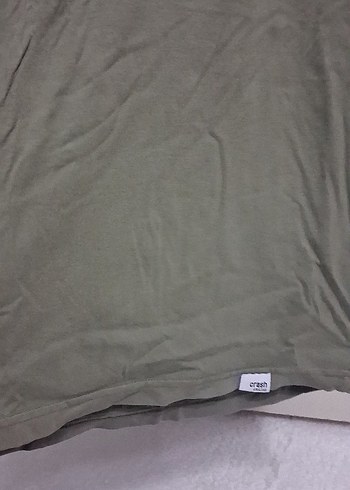 Erkek Haki Keten Kısa Kollu Tişört - Görsel 2