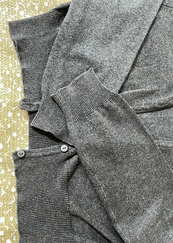 Düğmeli Gri Kadın Hırka - Görsel 4