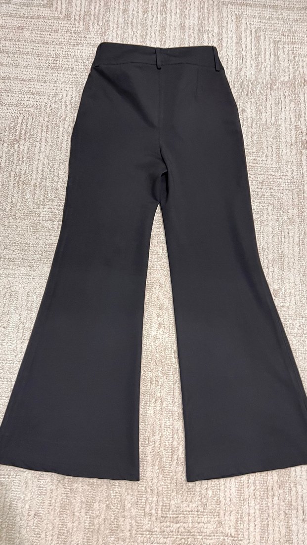 Düz Siyah Kadın Kumaş Pantolon - Görsel 2