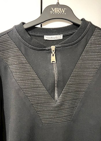 Siyah V Yakalı Fermuarlı Uzun Kollu Tunik - Görsel 2