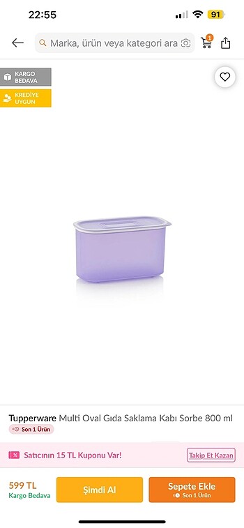 Tupperware Tupperware erzak saklama kabı