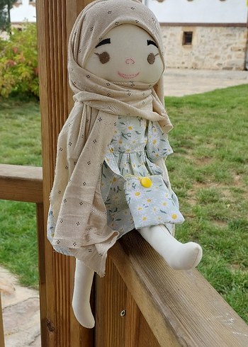 Gri Pastel Tonlarda Bez Bebek . küçük cantasi ve 1 yedek kıyafet - Görsel 11