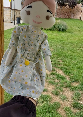 Gri Pastel Tonlarda Bez Bebek . küçük cantasi ve 1 yedek kıyafet - Görsel 15