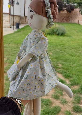 Gri Pastel Tonlarda Bez Bebek . küçük cantasi ve 1 yedek kıyafet - Görsel 17