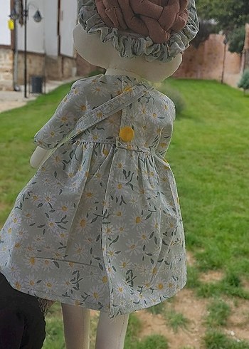 Gri Pastel Tonlarda Bez Bebek . küçük cantasi ve 1 yedek kıyafet - Görsel 14