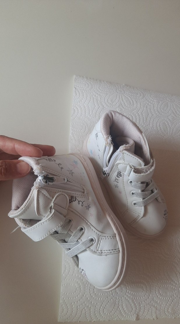 Kız Çocuk Beyaz Cırtcırtlı Spor Ayakkabı - Görsel 5