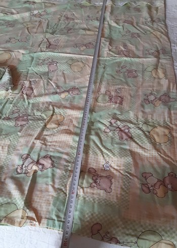 Beden yeşil Renk Bej Pastel Desenli Çocuk Çarşafı ve Yatak Örtüsü