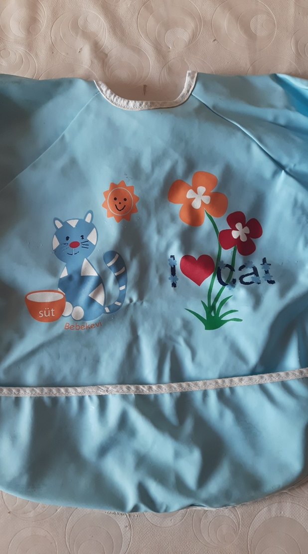 Nakışlı Renkli Mavi Bebek Önlüğü - Görsel 2