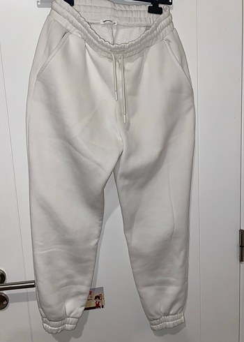 Diğer Beyaz Oversize Lastikli Paça Kadın Eşofman Altı
