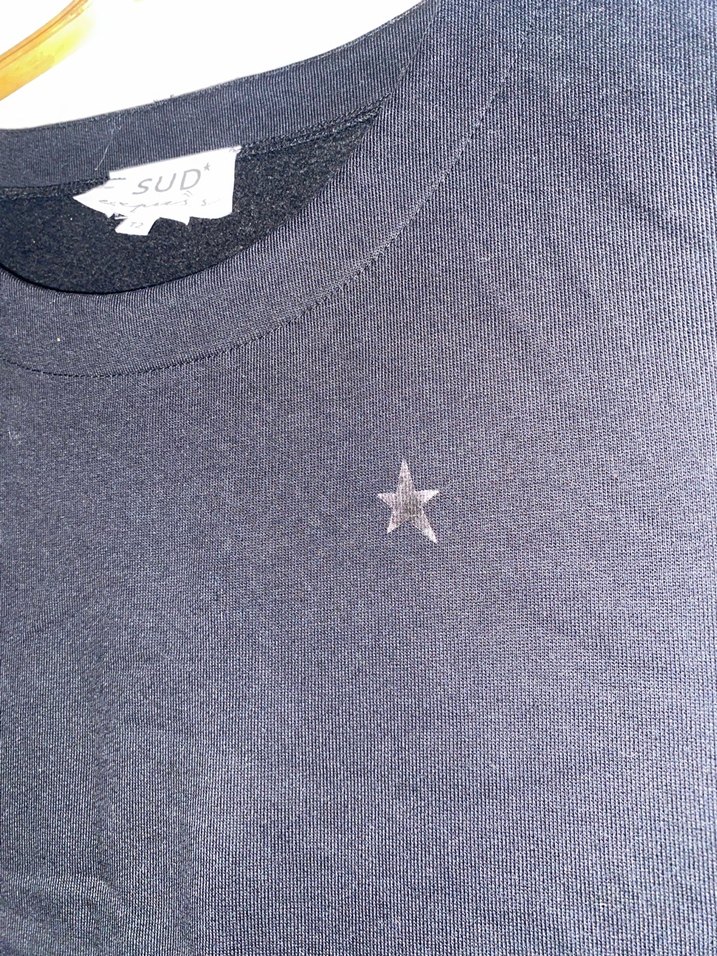 Siyah Gümüş Star Yıldız Detaylı Pamuklu Kadın Tişört - Görsel 2