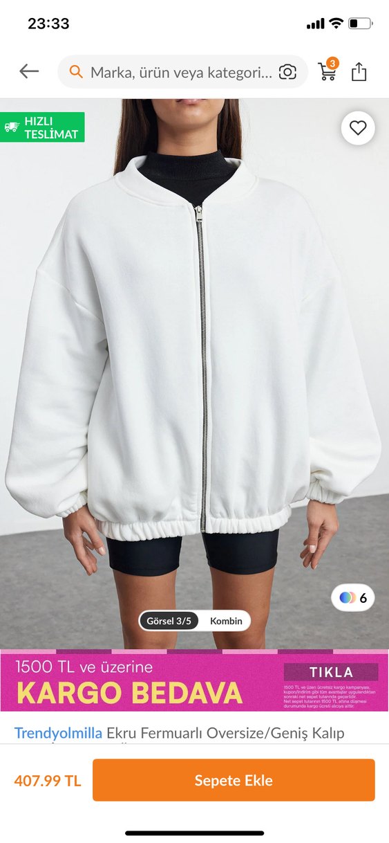 Beyaz Fermuarlı Mini Kadın Ceket Milla - Görsel 2