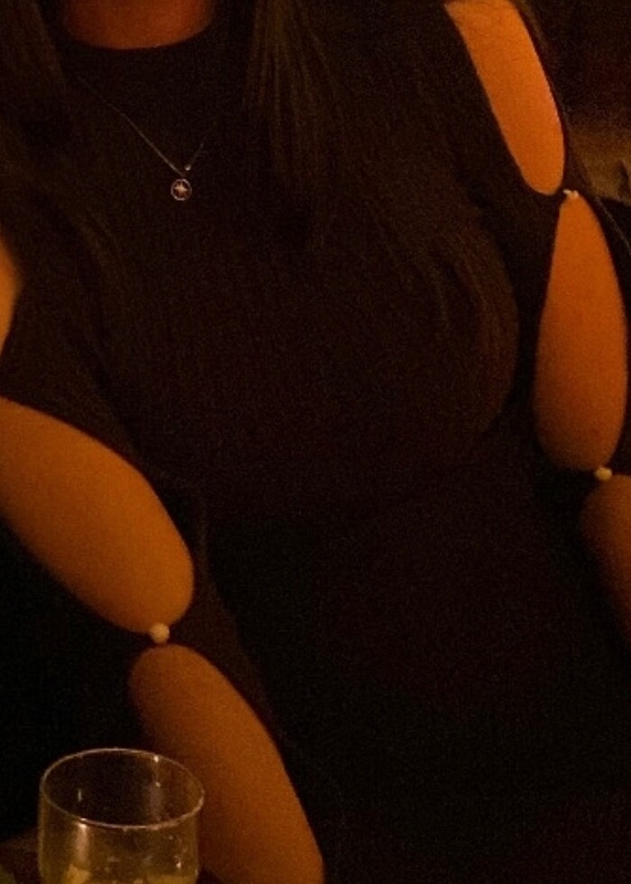 Kahverengi Triko Mini Elbise Kol Detaylı - Görsel 2