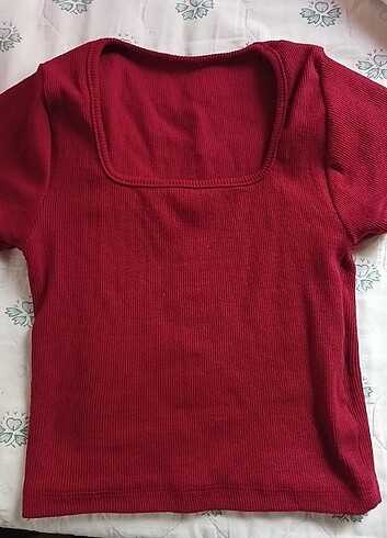Bordo crop tişört