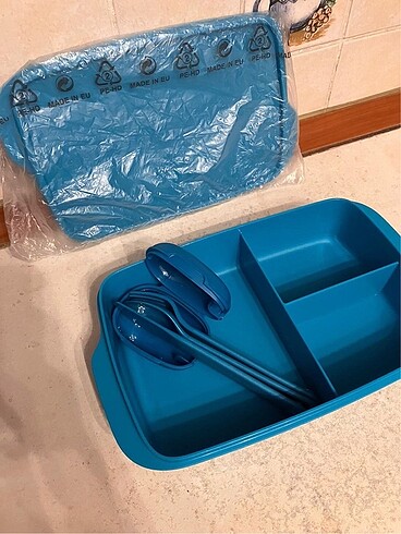Beden mavi Renk Tupperware Eko dikdörtgen tasima kabi