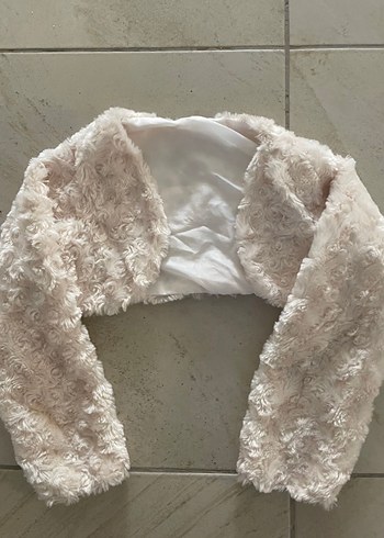 Kız Çocuk Bej Kürk Detaylı Uzun Kollu Bolero - Görsel 3