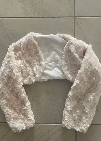 Kız Çocuk Bej Kürk Detaylı Uzun Kollu Bolero - Görsel 2