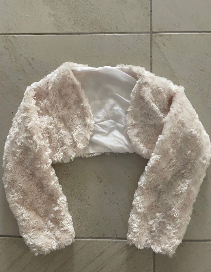 Kız Çocuk Bej Kürk Detaylı Uzun Kollu Bolero - Görsel 2