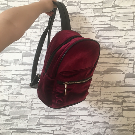 s Beden bordo Renk Bordo kadife sırt çantası