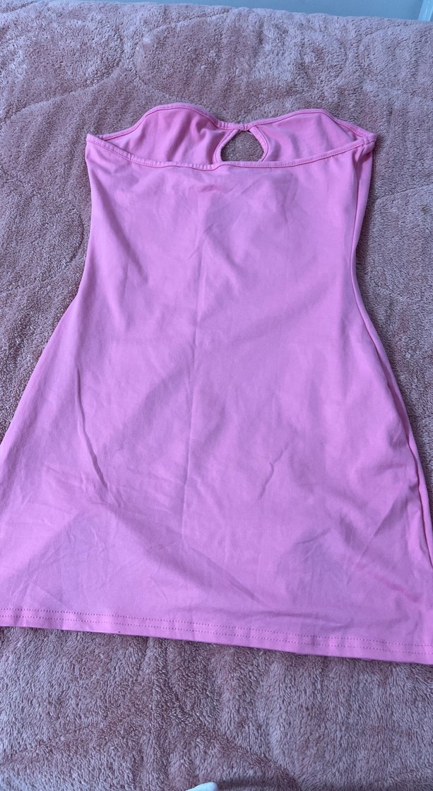 Pembe Straplez Mini Elbise - Görsel 2